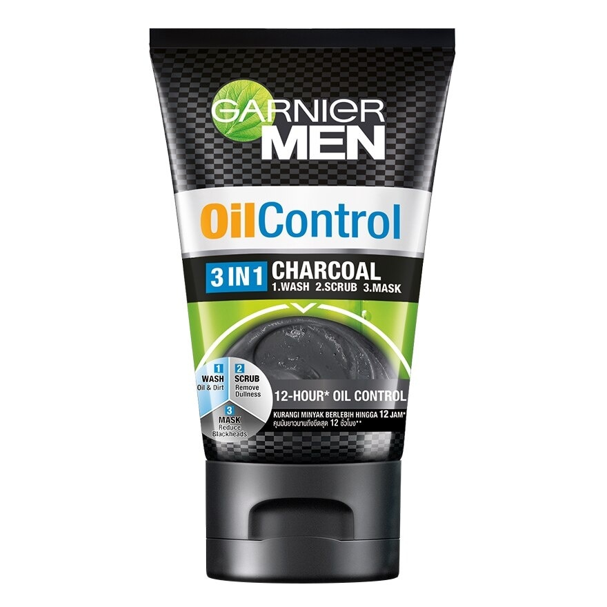 Garnier Men Oil Control 3 In 1 Charcoal Foam 100 Ml.