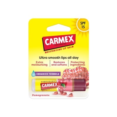 Carmex คาร์เม็กซ์ มอยซ์เจอไรซิ่ง ลิป บาล์ม พ็อมแกรนเน็ต เอสพีเอฟ15 4.25 กรัม (แท่ง)