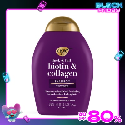 Ogx โอจีเอ็กซ์ แชมพู ติ๊ก แอนด์ ฟูล + ไบโอติน แอนด์ คอลลาเจน 385 มล.