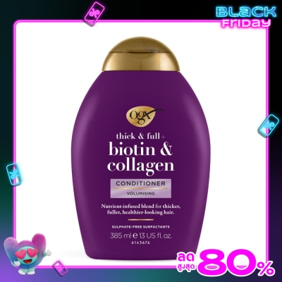 Ogx โอจีเอ็กซ์ คอนดิชันเนอร์ ติ๊ก แอนด์ ฟูล + ไบโอติน แอนด์ คอลลาเจน 385 มล.