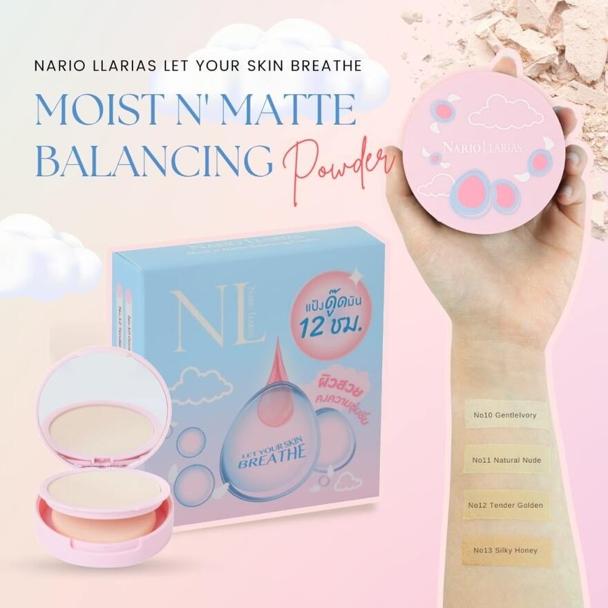 Nario Llarias Moist N' Matte Balancing Powder 10g. 10 Gentle Ivory