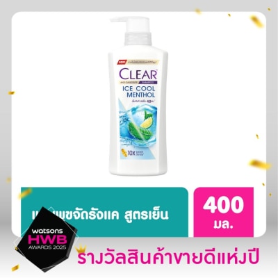 Clear เคลียร์ แชมพู แอนตี้แดนดรัฟ ไอซ์ คูล เมนทอล 370 มล. แชมพูขจัดรังแค เย็นสดชื่น