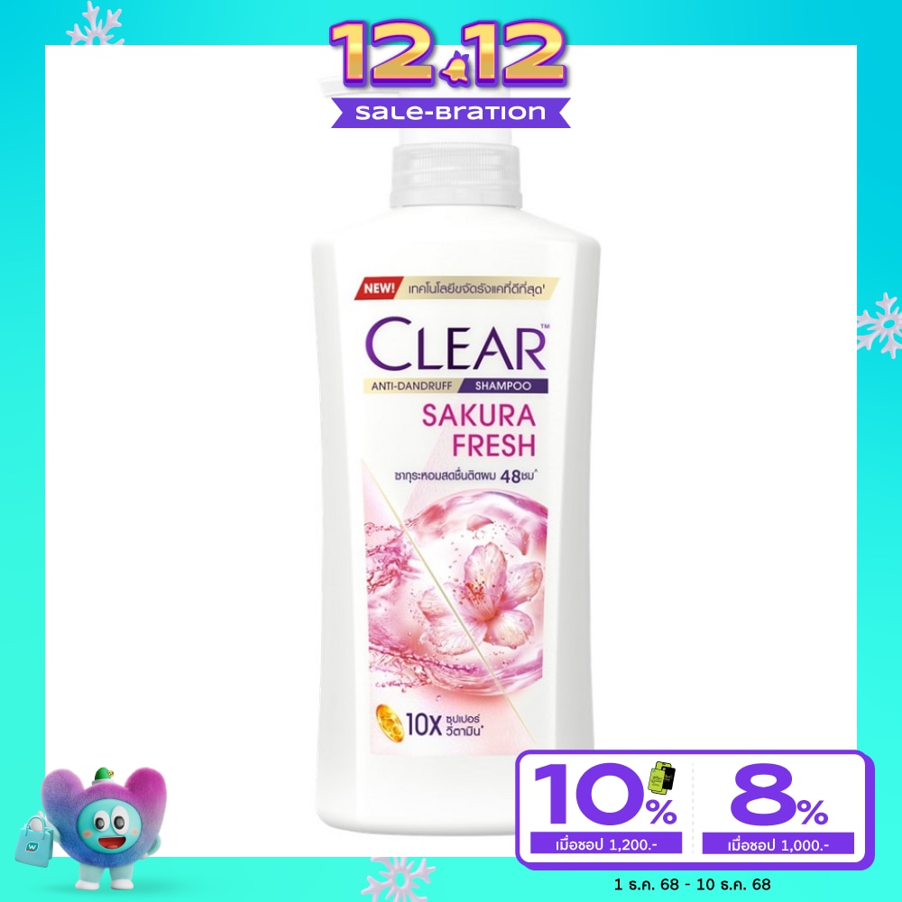 Clear Shampoo Anti-Dandruff Sakura Fresh 370 Ml. แชมพูขจัดรังแค หอมสดชื่น