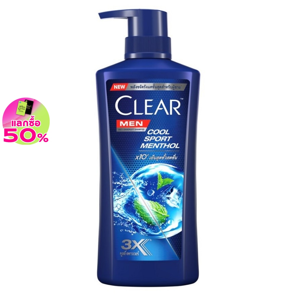 Clear Men Shampoo Anti Dandruff Cool Sport Menthol 390 Ml. แชมพูขจัดรังแค
