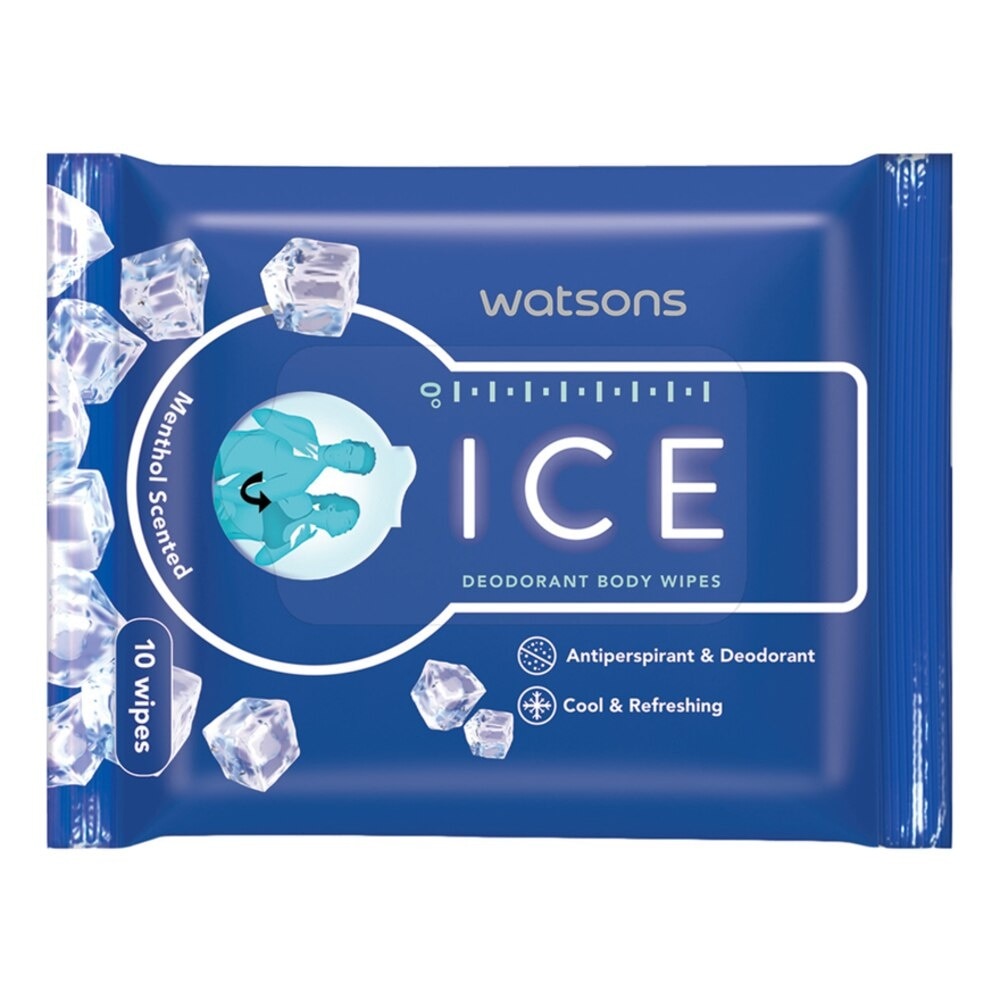 Watsons Ice Deodorant Body Wipes 10s.