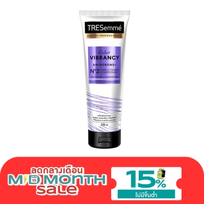 Tresemme เทรซาเม่ คอนดิชันเนอร์ คัลเลอร์ ไวแบรนซี อะมิโนบอนด์+ No2 เพอร์เพิล โทนนิ่ง 220 มล. image
