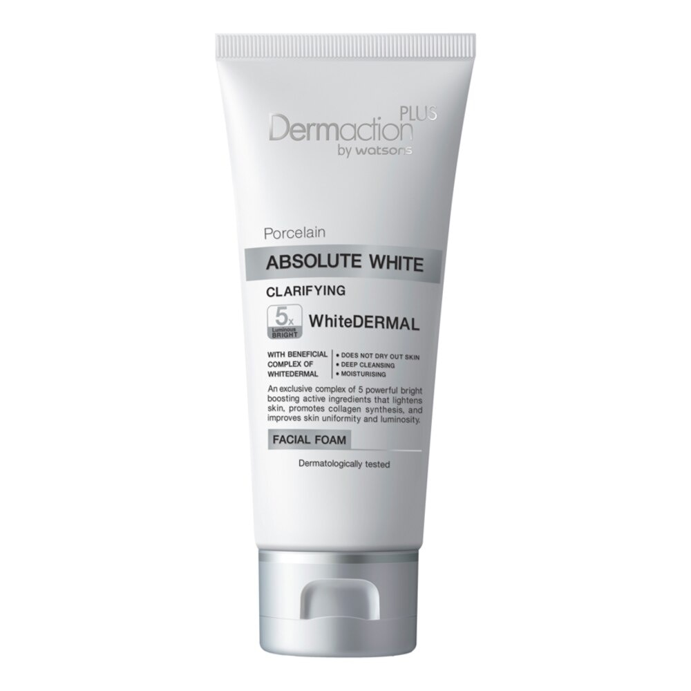 Dermaction Plus by Watsons Porcelain Absolute White Clarifying Facial Foam 100ml.