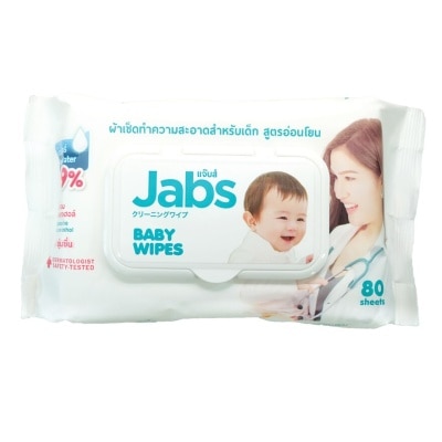 Jabs แจ๊บส์ ผ้าเช็ดทำความสะอาดสำหรับเด็ก สูตรอ่อนโยน 80 ชิ้น