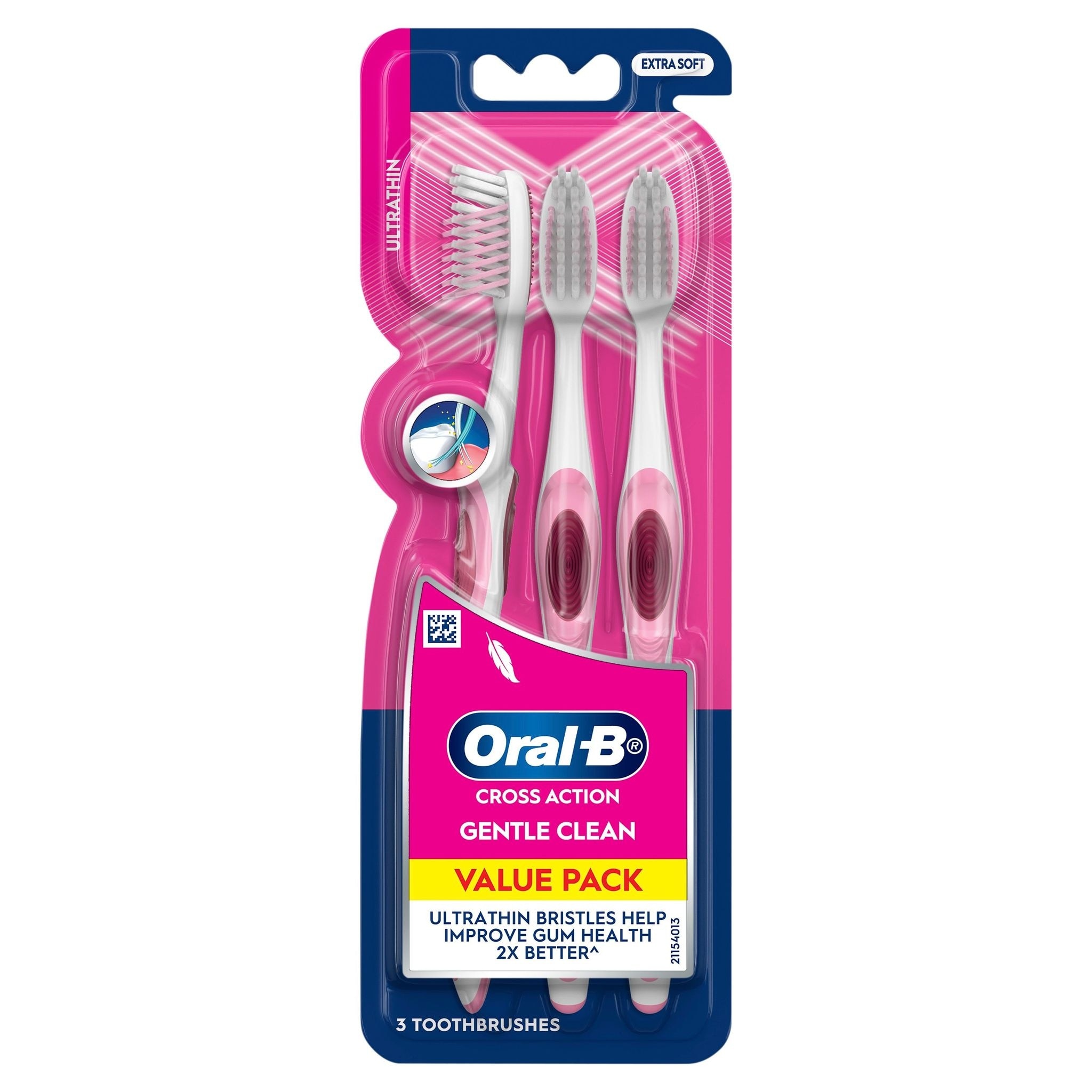 Oral-B Toothbrush Cross Action Ultrathin Extra Soft 3'S(Mix Color)