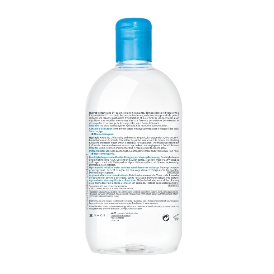 BIODERMA Hydrabio H2O Makeup Remover Cleansing Water 500 ml.