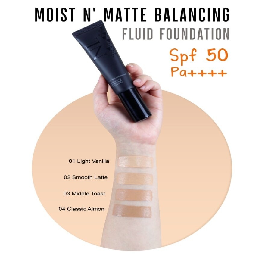 นาริโอะ ลาเรียส มอย แอนด์ แมท บาลานซิง ฟลูอิด ฟาวเดชัน SPF50 PA++++ 03 มิดเดิล โทสต์