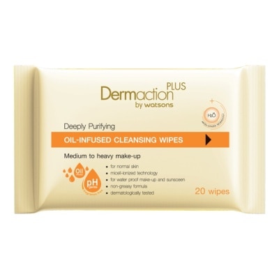 Dermaction Plus by Watsons Dermaction Plus by Watsons Deeply Purifying Oil-Infused Cleansing Wipes 20sheets.