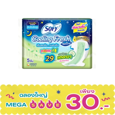 Sofy - โซฟี คูลลิ่ง เฟรช เนเชอรัล กลางคืน ซูเปอร์สลิม0.1 มีปีก 29 ซม. 5 ชิ้น image
