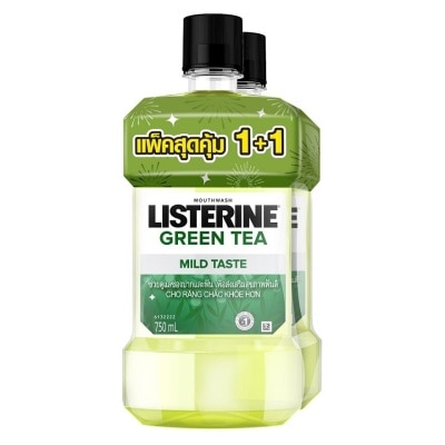 Listerine ลิสเตอรีน น้ำยาบ้วนปาก กรีนที ซีโร่ แอลกอฮอล์ 750 มล. แพ็คคู่