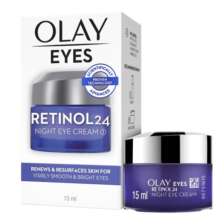 Olay Eyes Retinol 24 Night Eye Cream 15 Ml. บำรุงผิวรอบดวงตา พลัดเซลล์ผิว กระจ่างใส