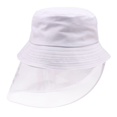 Watsons Bucket Hat in White Color with Removable Transparent shield 1s. (Free-size)