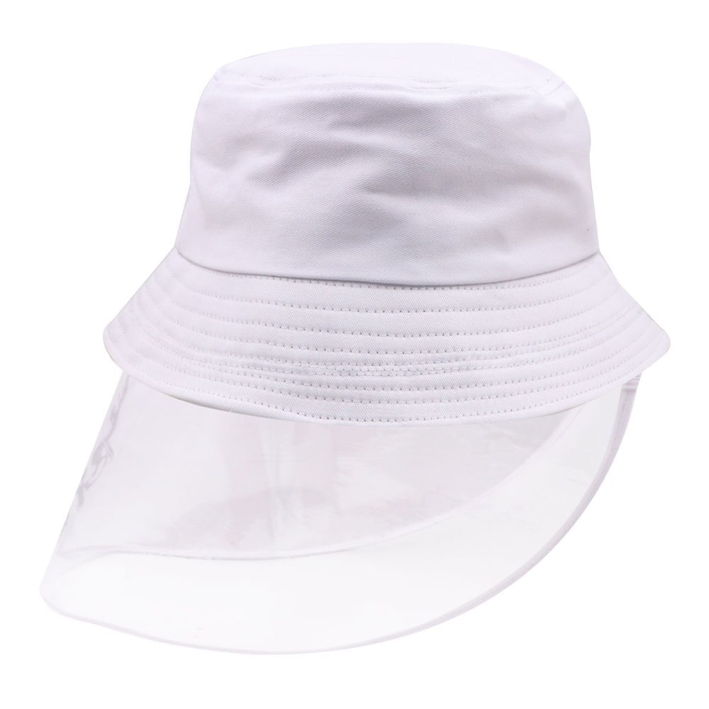 Bucket Hat in White Color with Removable Transparent shield 1s. (Free-size)