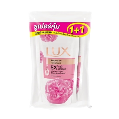 Lux - ลักส์ ครีมอาบน้ำ โรซี่ โกลว์ 350 มล. ถุงเติม แพ็คคู่