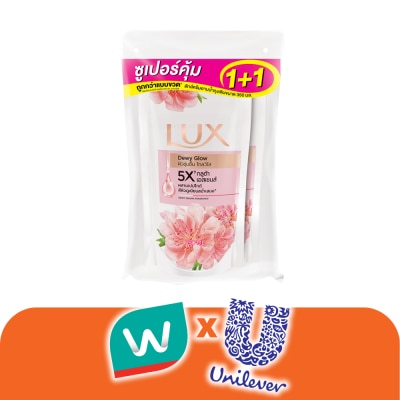 Lux - ลักส์ ครีมอาบน้ำ ดิวอี้ โกลว์ 350 มล. ถุงเติม แพ็คคู่
