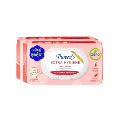 Pureen Pureen Baby Wipe Extra Hygiene 70S Twin Pack