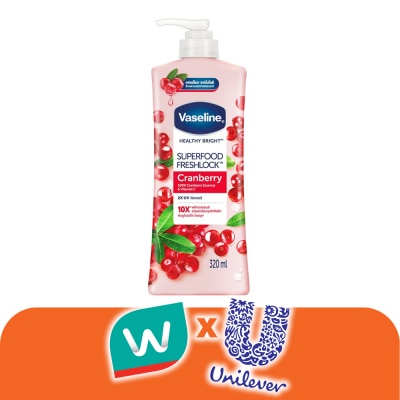 Vaseline - วาสลีน เฮลธี้ ไบรท์ ซุปเปอร์ฟู้ด เฟรชล็อค แครนเบอร์รี่ 320 มล. เซรั่มวิตามิน