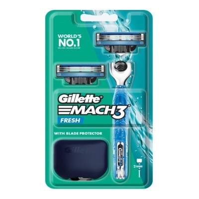 Gillette ยิลเลตต์ มัคทรี เฟร็ช ด้ามมีดโกน 1 ด้าม+ใบมีดโกน 2 ชิ้น