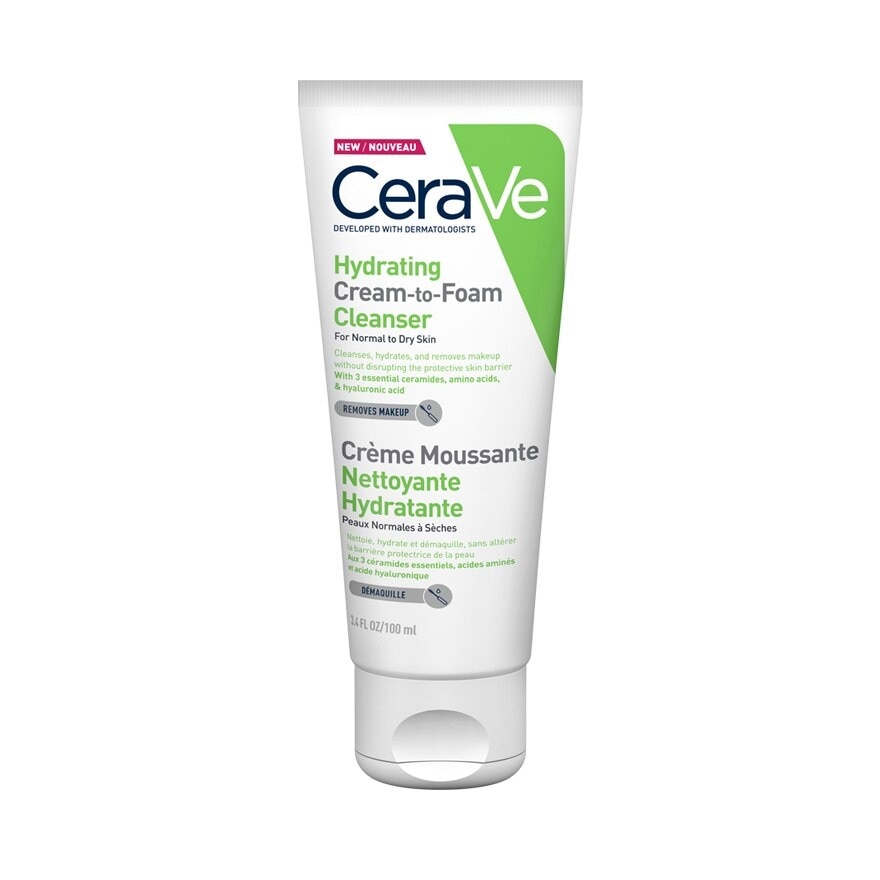 โฟมล้างหน้า Cerave เซราวี ไฮเดรติ้ง ครีม ทู โฟม คลีนเซอร์ 100 มล.