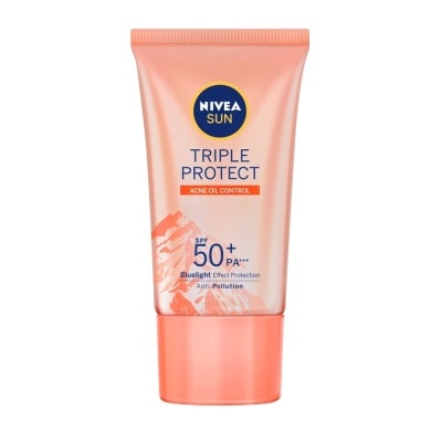 Nivea นีเวีย ซัน ทริปเปิ้ล โพรเทค แอคเน่ ออยล์ ตอนโทรล เอสพีเอฟ50+ พีเอ+++ 40 มล.