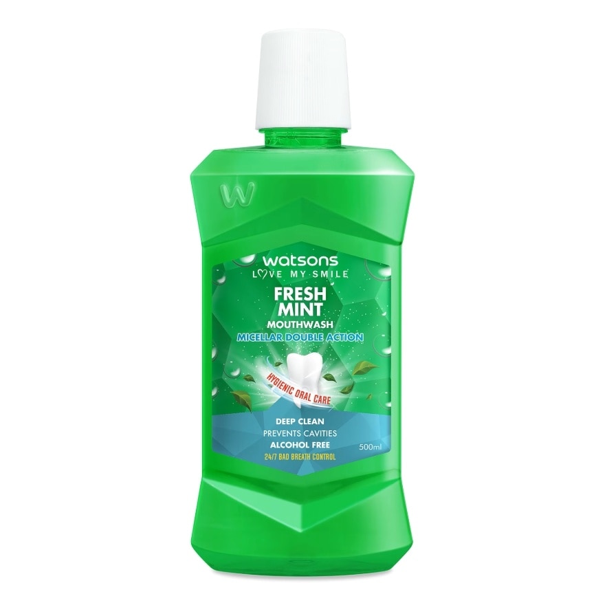 Watsons Fresh Mint Mouthwash 500ml.