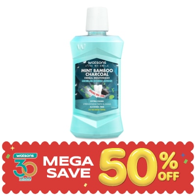 Watsons - Watsons Mint Bamboo Charcoal Herbal Mouthwash 500ml. image