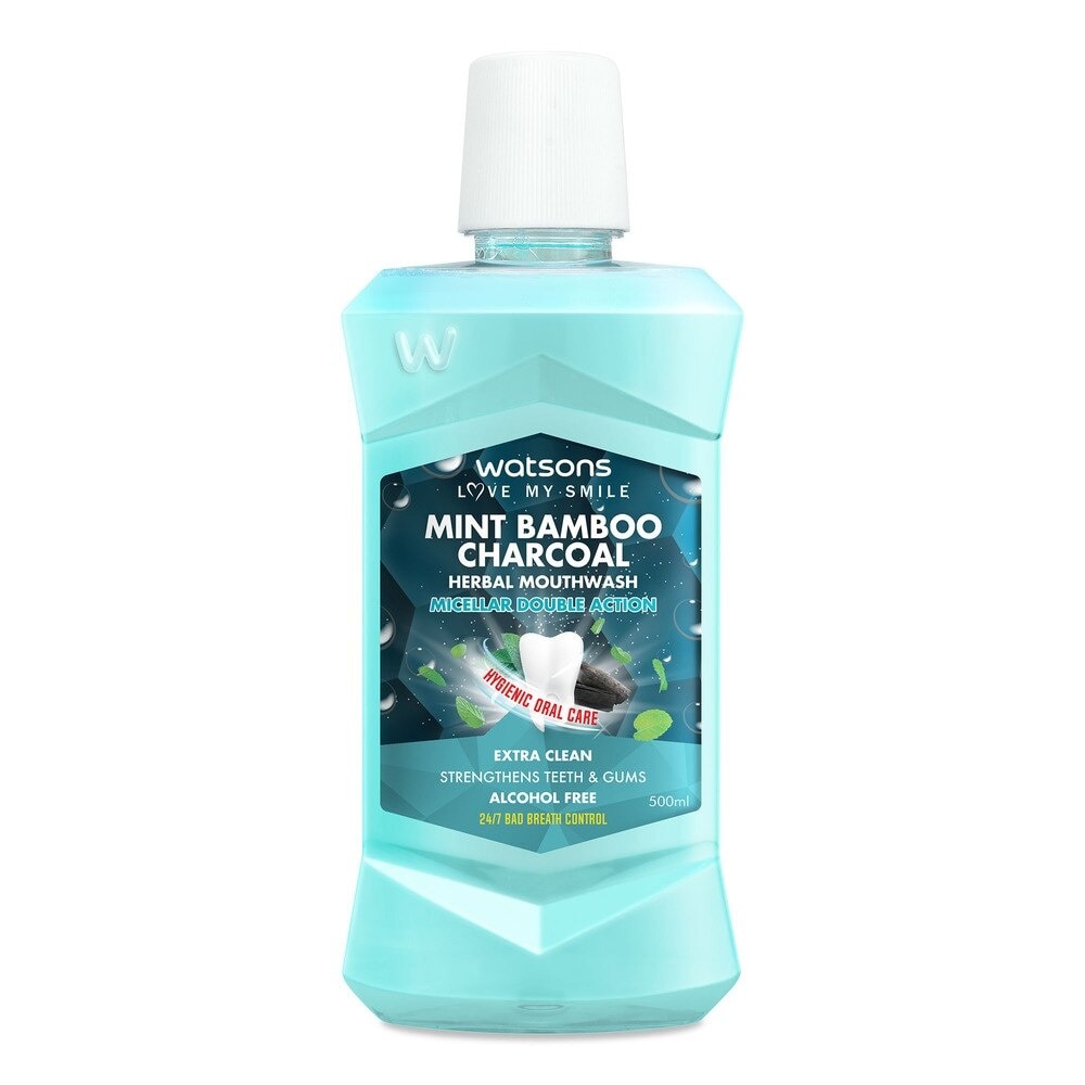 Watsons Mint Bamboo Charcoal Herbal Mouthwash 500ml.