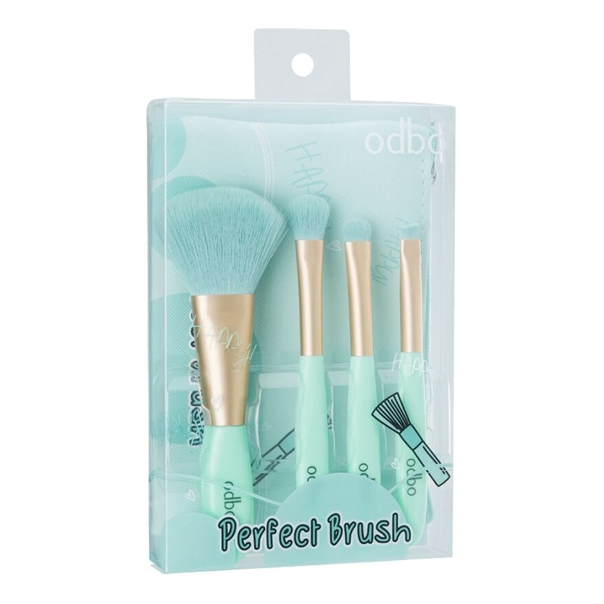 ODBO โอดีบีโอ เพอร์เฟค บรัช เซ็ต 4ชิ้น (แถมฟรีกระเป๋าใส่แปรง 1ใบ) 01 สีเขียว