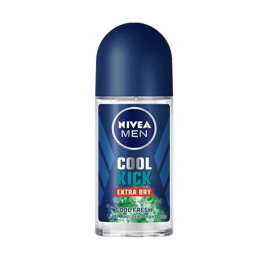 NIVEA MEN Deo Roll On Coolkick Cool Fresh 50 Ml. โรลออน ลดเหงื่อ ระงับกลิ่นกาย ผู้ชาย