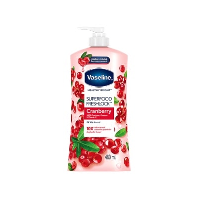 Vaseline วาสลีน เฮลธี้ ไบรท์ ซุปเปอร์ฟู้ด เฟรชล็อค แครนเบอร์รี่ 480 มล.