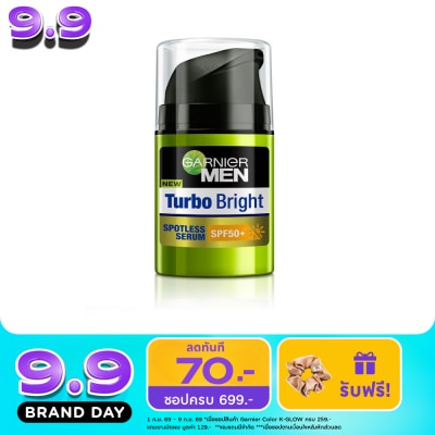 Garnier Men - การ์นิเย่ เมน เซรั่ม เทอร์โบ ไบรท์ สปอตเลส เอสพีเอฟ 50+ 40 มล. image