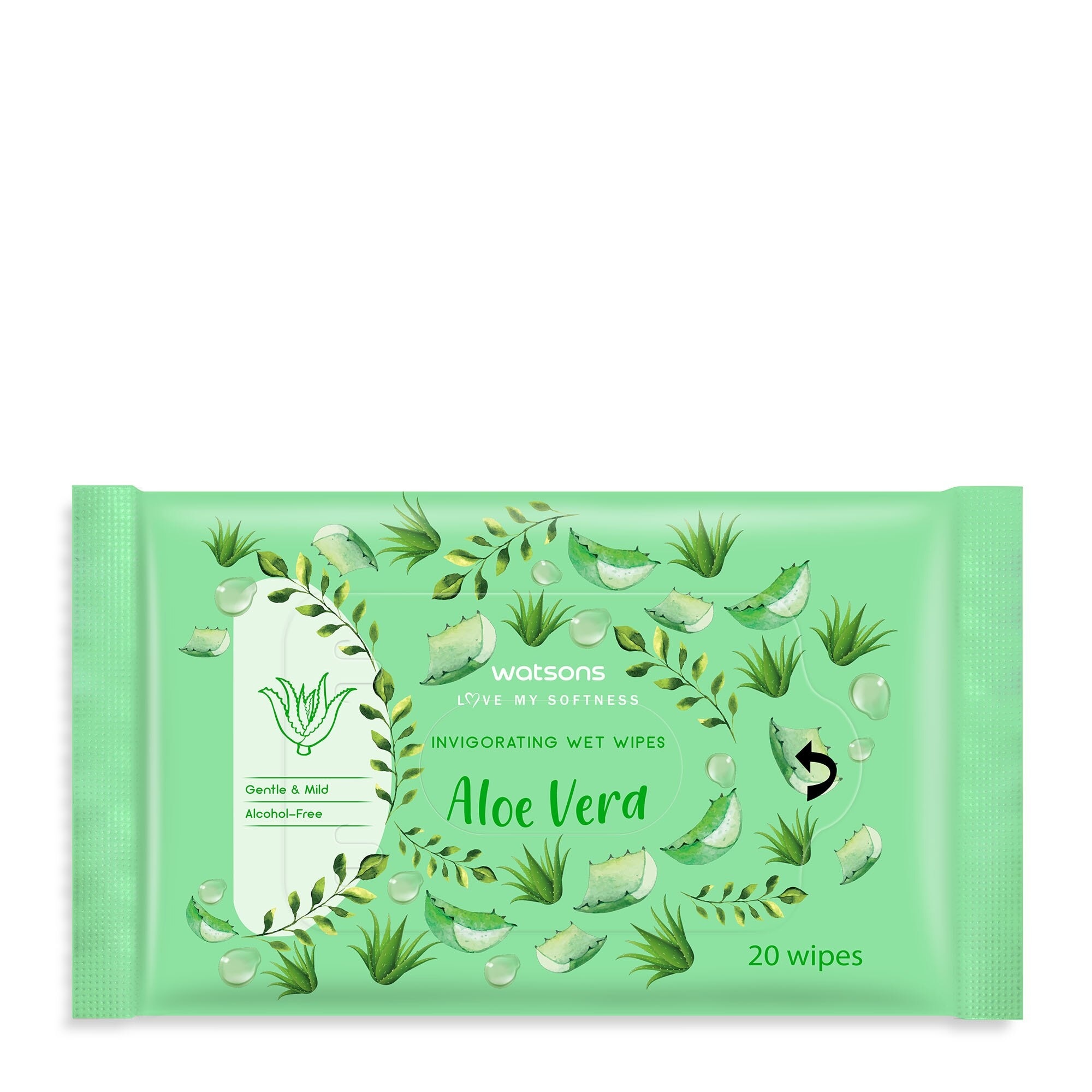 Watsons Invigorating Wet Wipes Aloe Vera 20pcs.