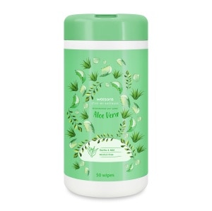 Watsons Invigorating Wet Wipes Aloe Vera  Canister 50pcs.