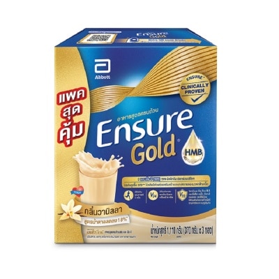 Ensure อาหารสูตรครบถ้วน เอนชัวร์ โกลด์ กลิ่นวนิลลา (370 กรัมx3แพ็ค)HMB