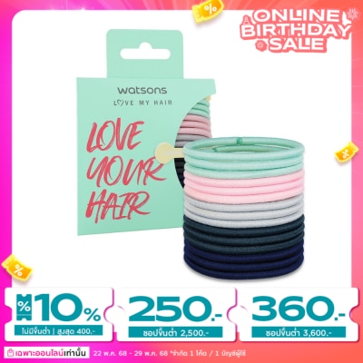 WATSONS หนังยางรัดผม ที่มัดผม วัตสัน Watsons ขนาดกลางคละสี 15 ชิ้น