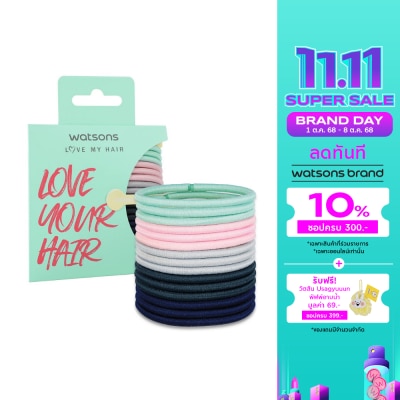 WATSONS หนังยางรัดผม ที่มัดผม วัตสัน Watsons ขนาดกลางคละสี 15 ชิ้น