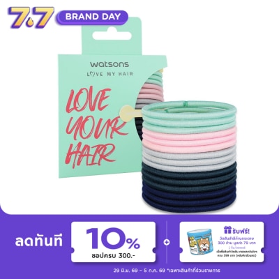 WATSONS - หนังยางรัดผม ที่มัดผม วัตสัน Watsons ขนาดกลางคละสี 15 ชิ้น