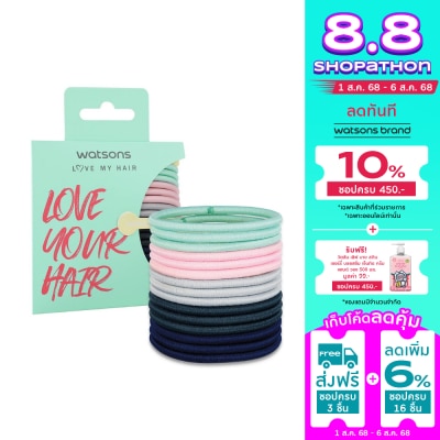 WATSONS หนังยางรัดผม ที่มัดผม วัตสัน Watsons ขนาดกลางคละสี 15 ชิ้น