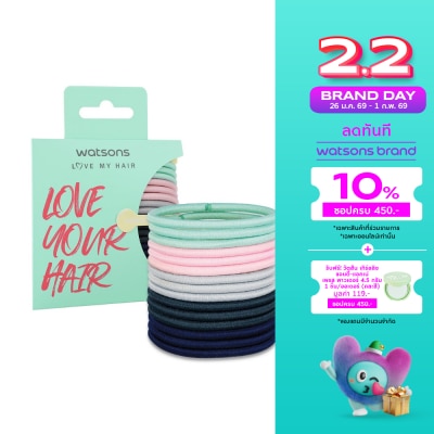 WATSONS หนังยางรัดผม ที่มัดผม วัตสัน Watsons ขนาดกลางคละสี 15 ชิ้น