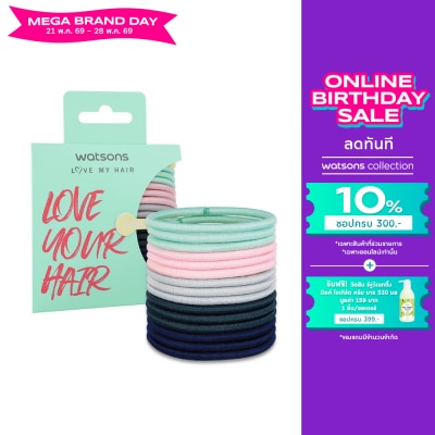 WATSONS - หนังยางรัดผม ที่มัดผม วัตสัน Watsons ขนาดกลางคละสี 15 ชิ้น