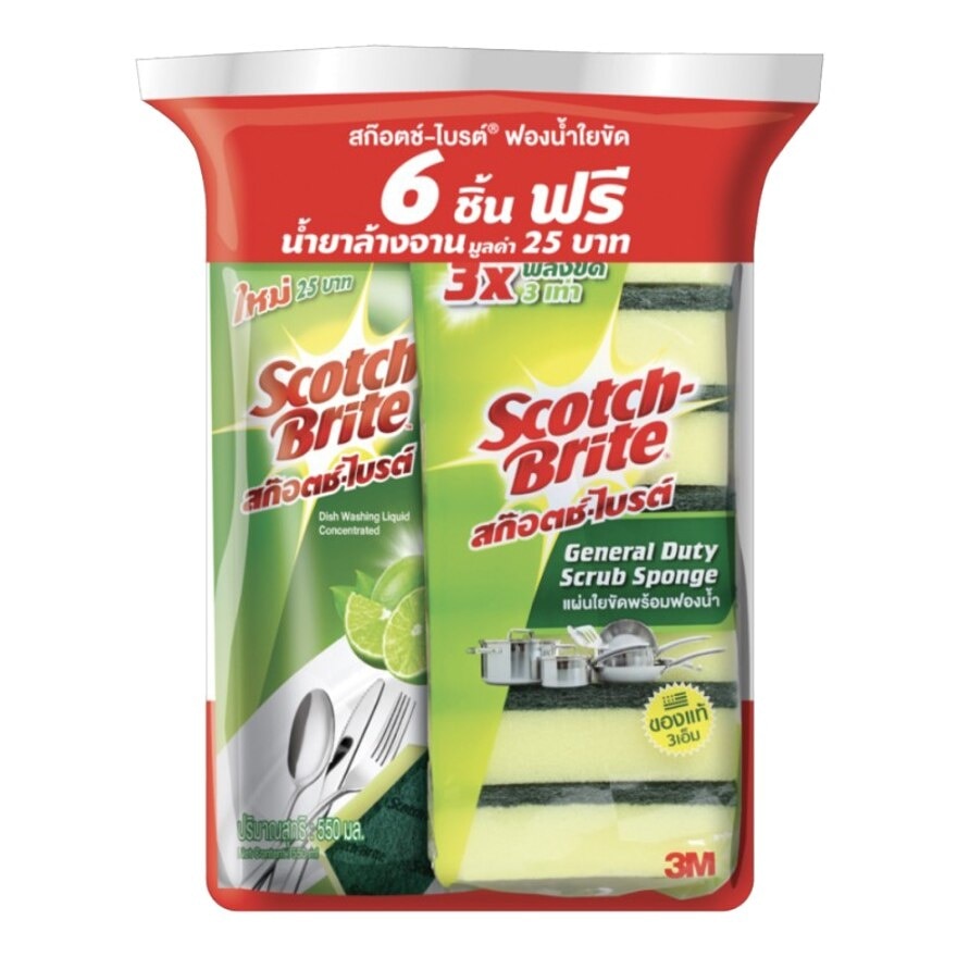 Scotch-Brite 3x4 6EA Pro Dish Wash