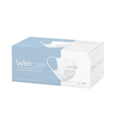 WELCARE แมส Welcare หน้ากากอนามัย เวลแคร์ สีขาว 50 ชิ้น กล่อง สีขาว