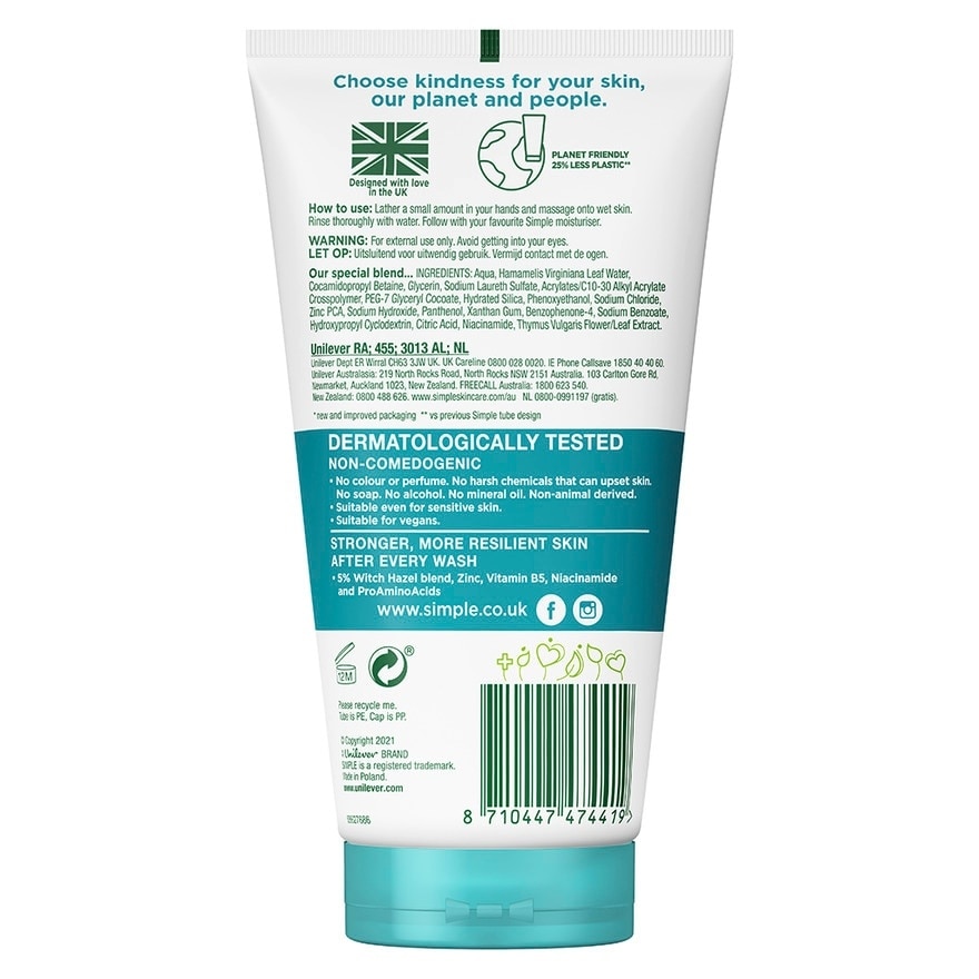 Simple Daily Skin Detox Purifying Facial Wash 150 Ml.