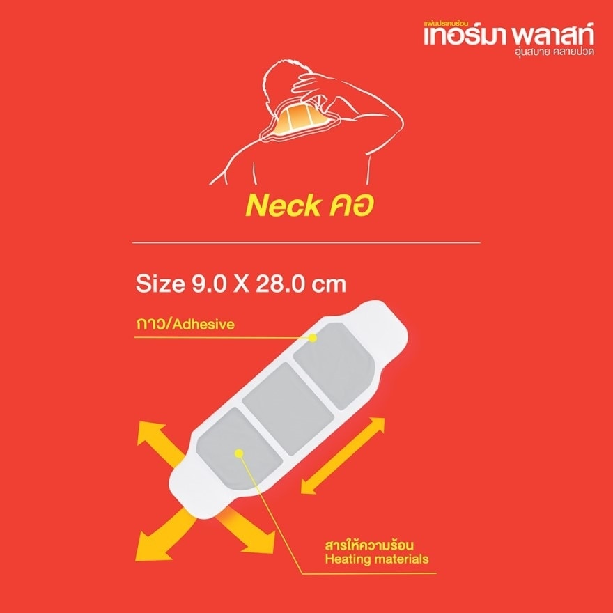 เทอร์มา พลาสท์ แผ่นประคบร้อนบริเวณคอ 3 ชิ้น/กล่อง