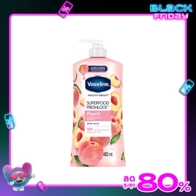 Vaseline วาสลีน เฮลธี้ ไบรท์ ซุปเปอร์ฟู้ด เฟรชล็อค พีช 480 มล.