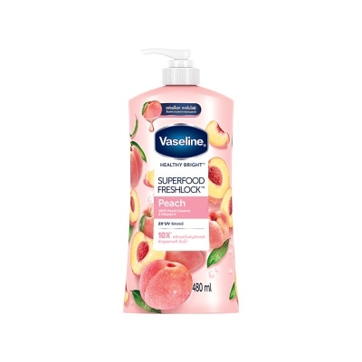 Vaseline วาสลีน เฮลธี้ ไบรท์ ซุปเปอร์ฟู้ด เฟรชล็อค พีช 480 มล.